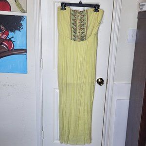 Yellow Maxi Strapless Dress Size L